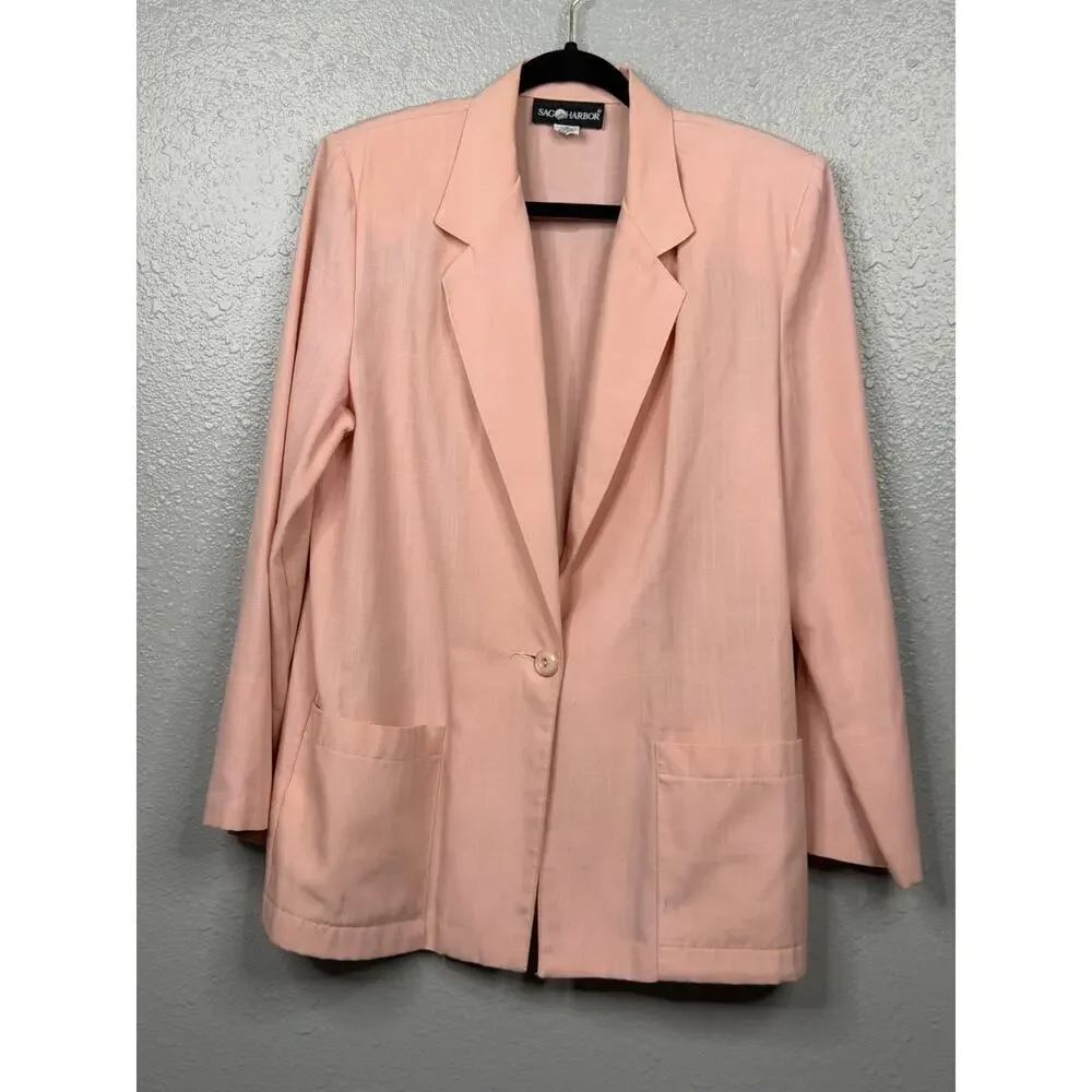 Sag Harbor Women’s Vintage Classic Look Pink Blazer / Size-12 - Picture 1 of 12